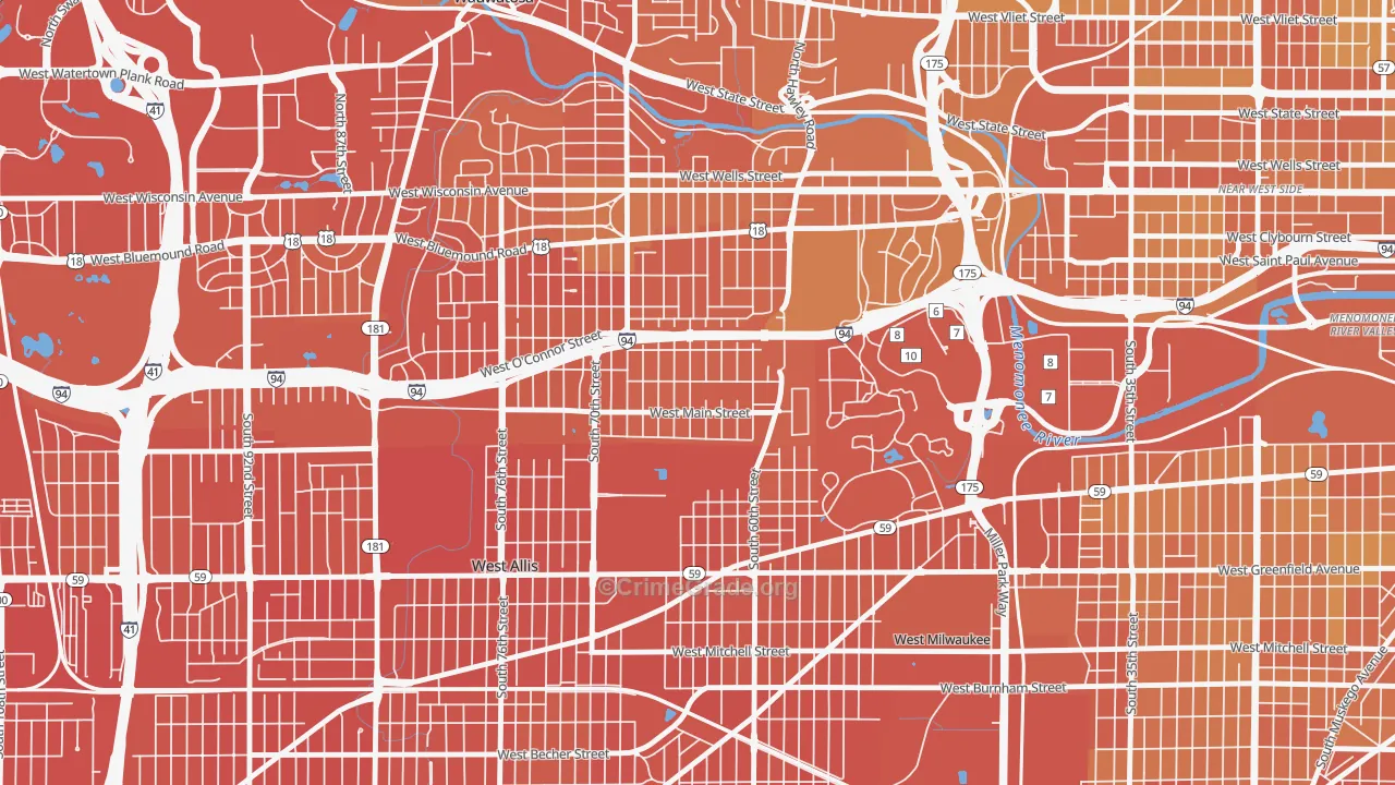 Johnson's Woods, Milwaukee, WI Map of Vehicle Theft Rates