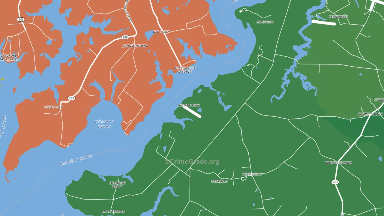 Johnsontown, MD Map of Vehicle Theft Rates