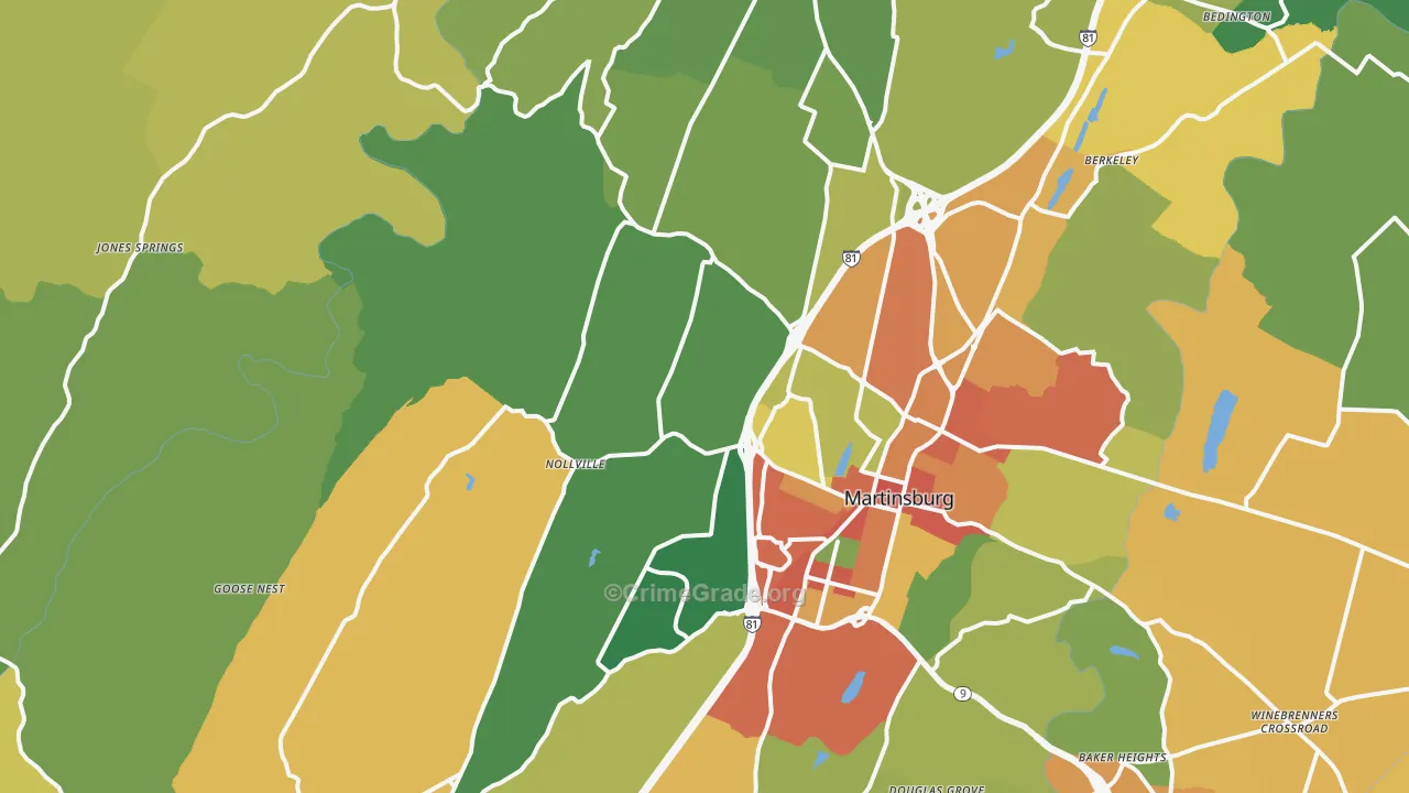 Johnsontown, WV Map of Vehicle Theft Rates