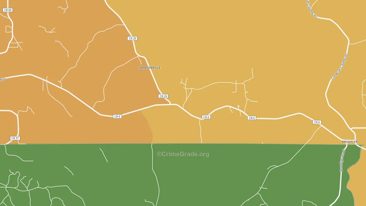Johnsonville, AL Map of Vehicle Theft Rates