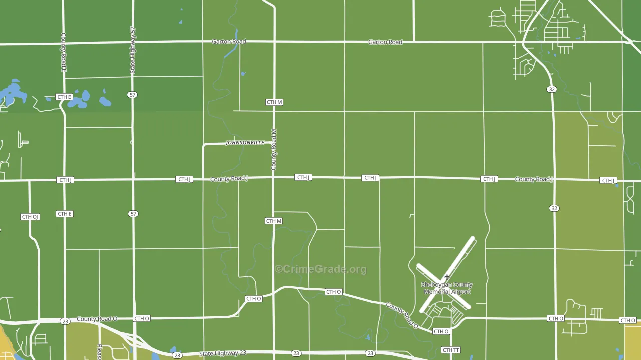 Johnsonville, WI Map of Vehicle Theft Rates