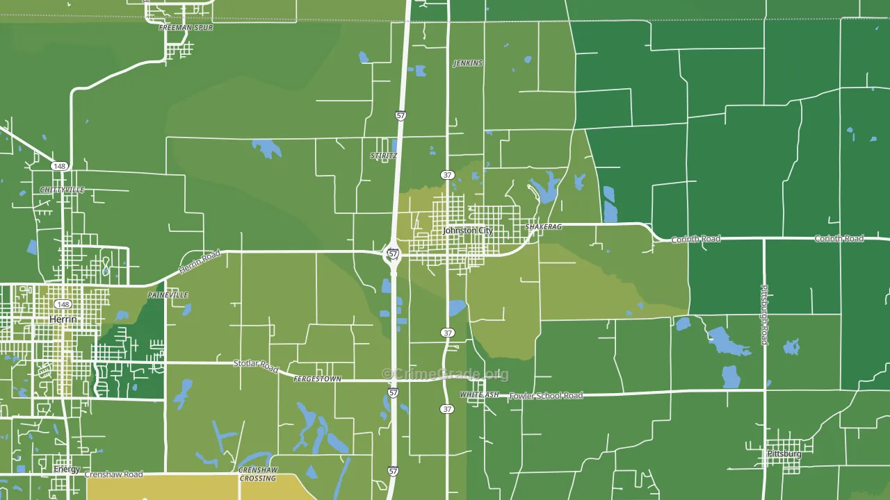 Johnston City, IL Map of Vehicle Theft Rates