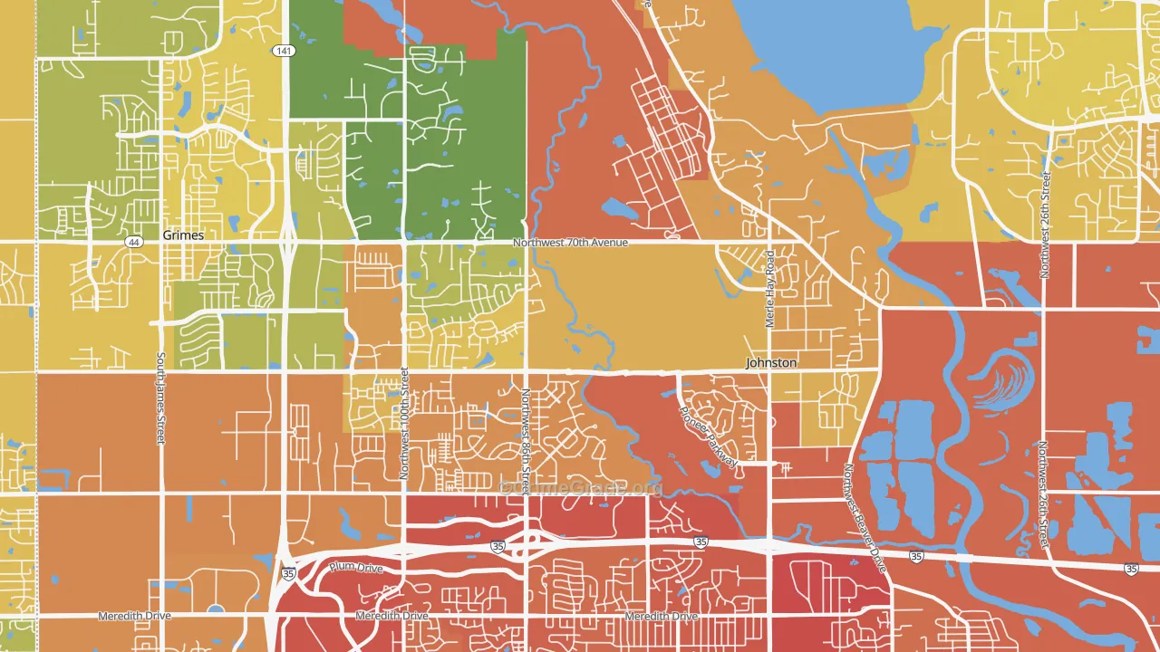 Johnston, IA Map of Vehicle Theft Rates