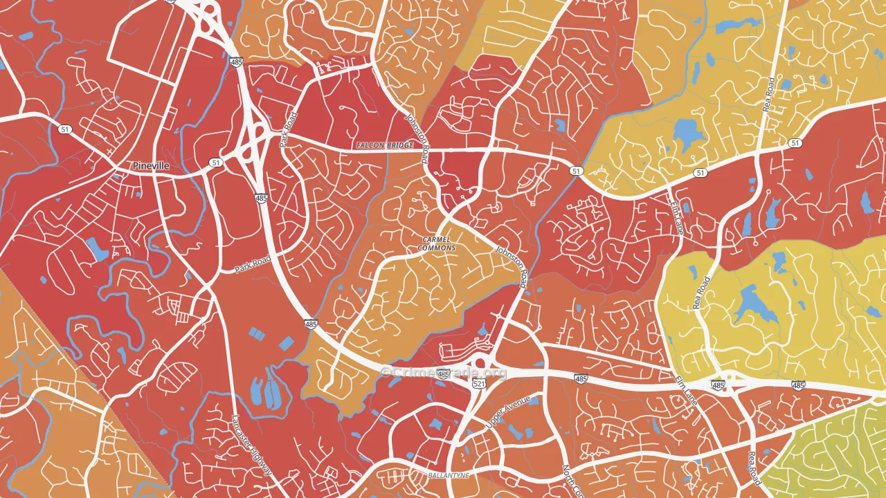 Johnston-McAlpine, Charlotte, NC Map of Vehicle Theft Rates