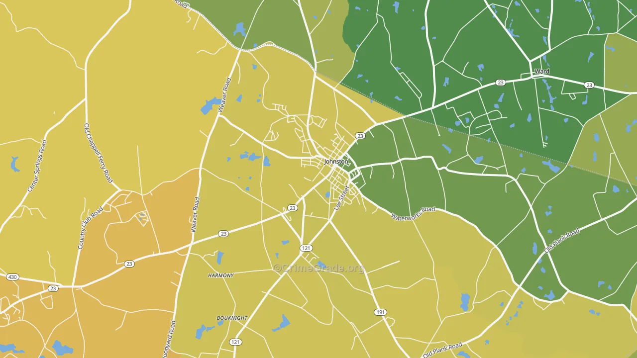 Johnston, SC Map of Vehicle Theft Rates