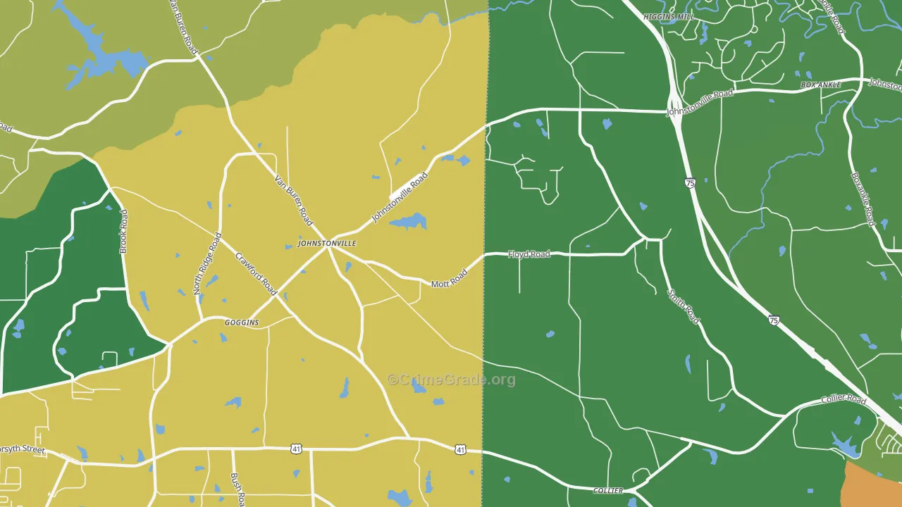 Johnstonville, GA Map of Vehicle Theft Rates