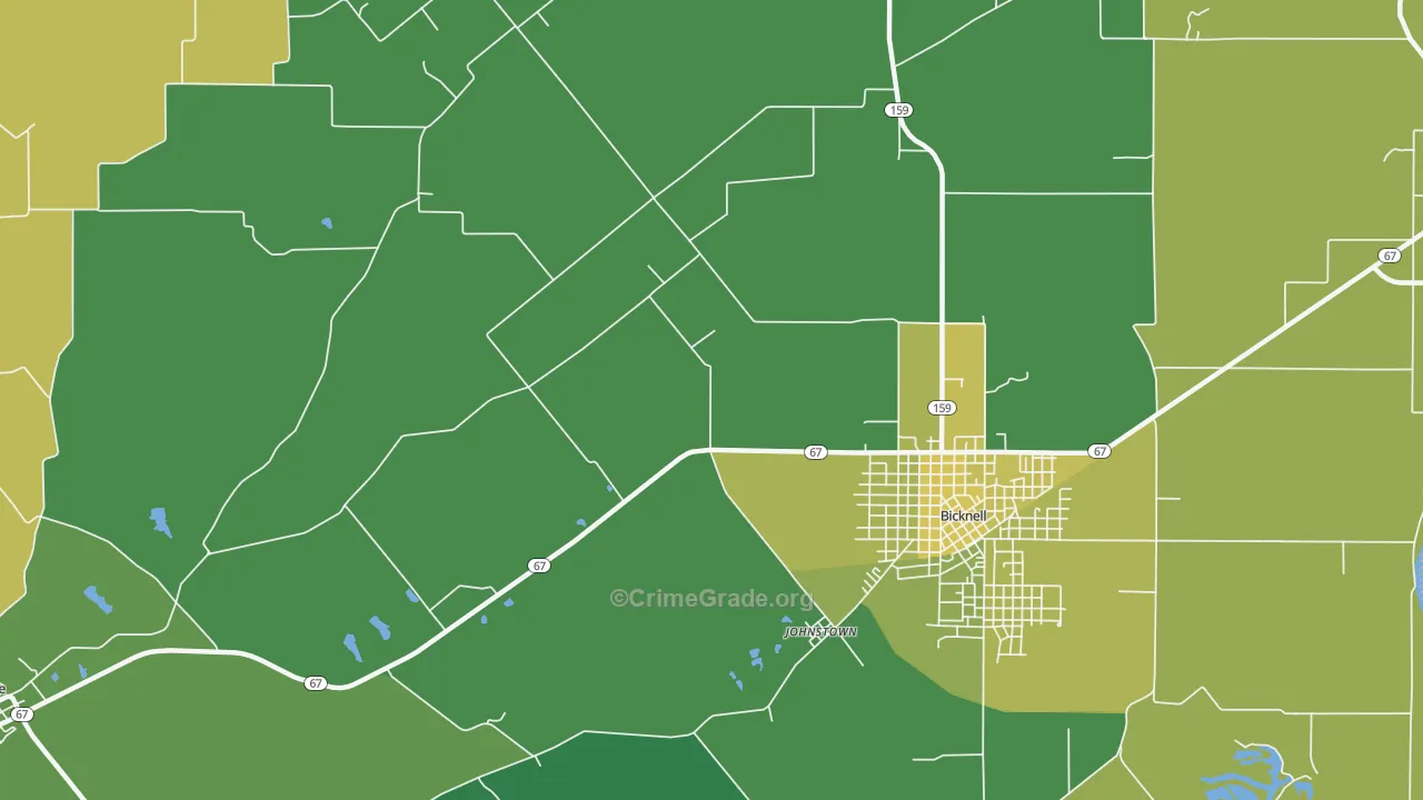 Johnstown, IN Map of Vehicle Theft Rates