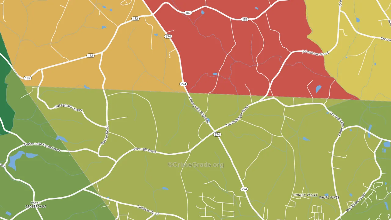 Johnstown, NC Map of Vehicle Theft Rates
