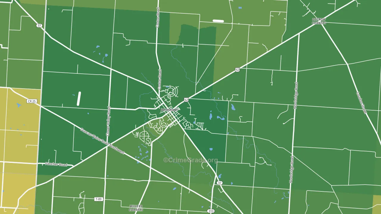 Johnstown, OH Map of Vehicle Theft Rates