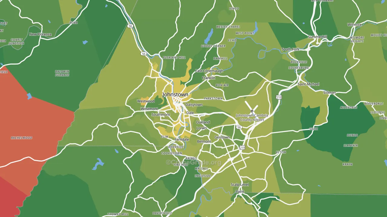 Johnstown, PA Map of Vehicle Theft Rates