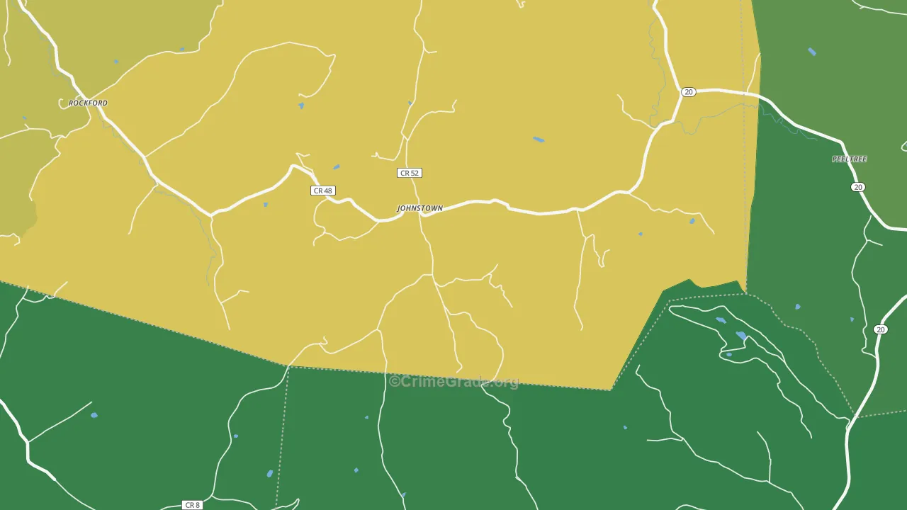 Johnstown, WV Map of Vehicle Theft Rates