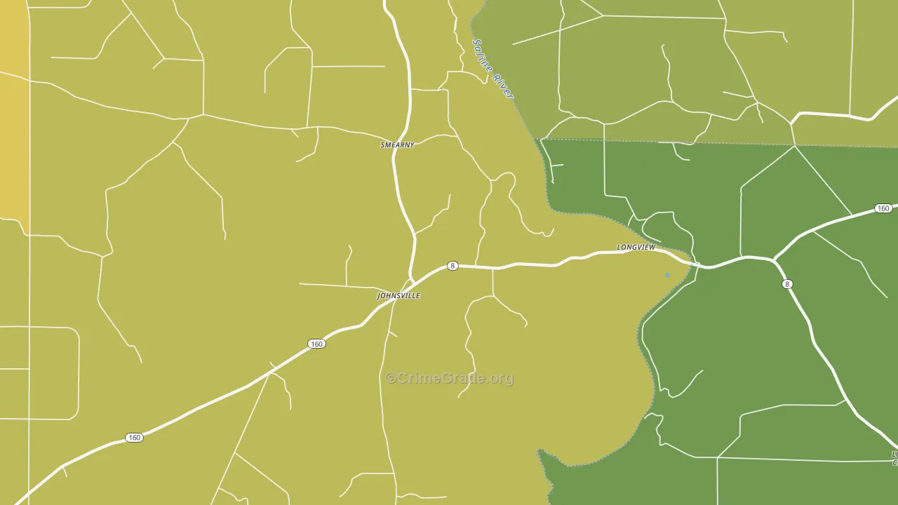 Johnsville, AR Map of Vehicle Theft Rates