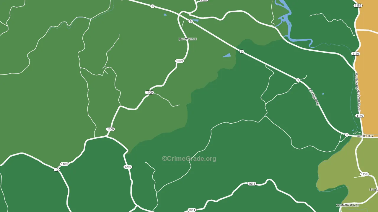 Johnsville, KY Map of Vehicle Theft Rates