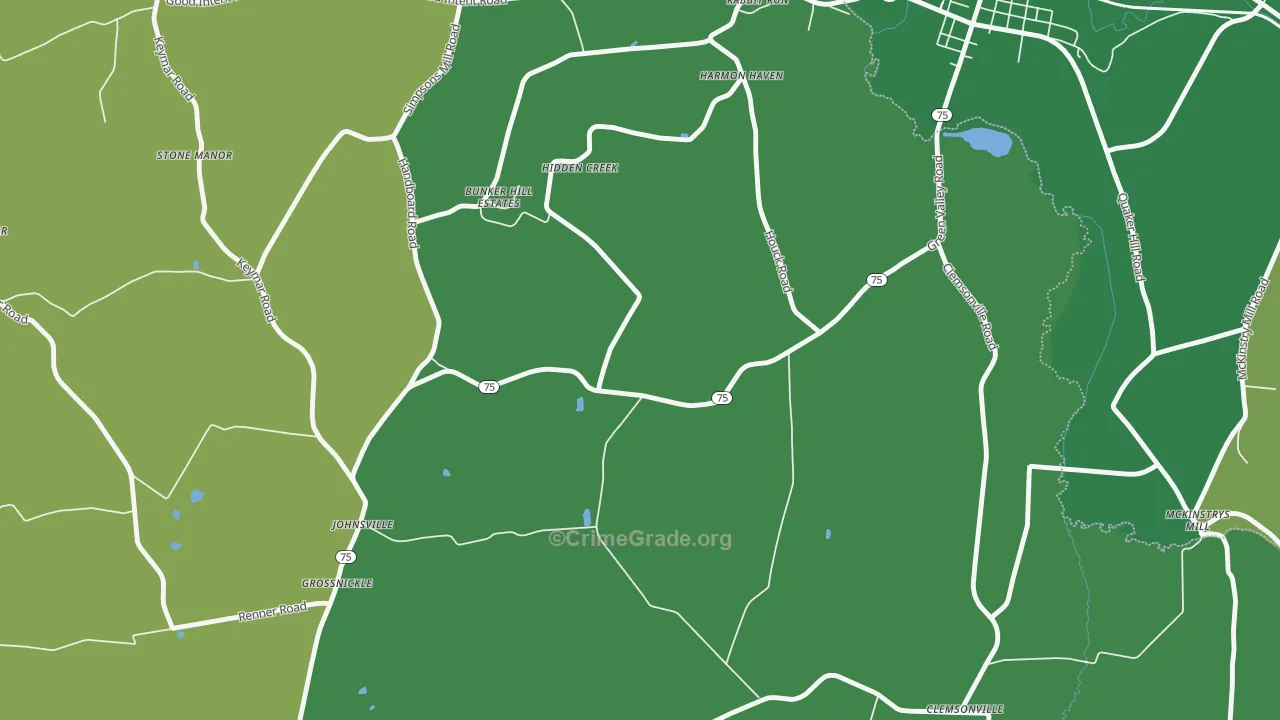 Johnsville, MD Map of Vehicle Theft Rates