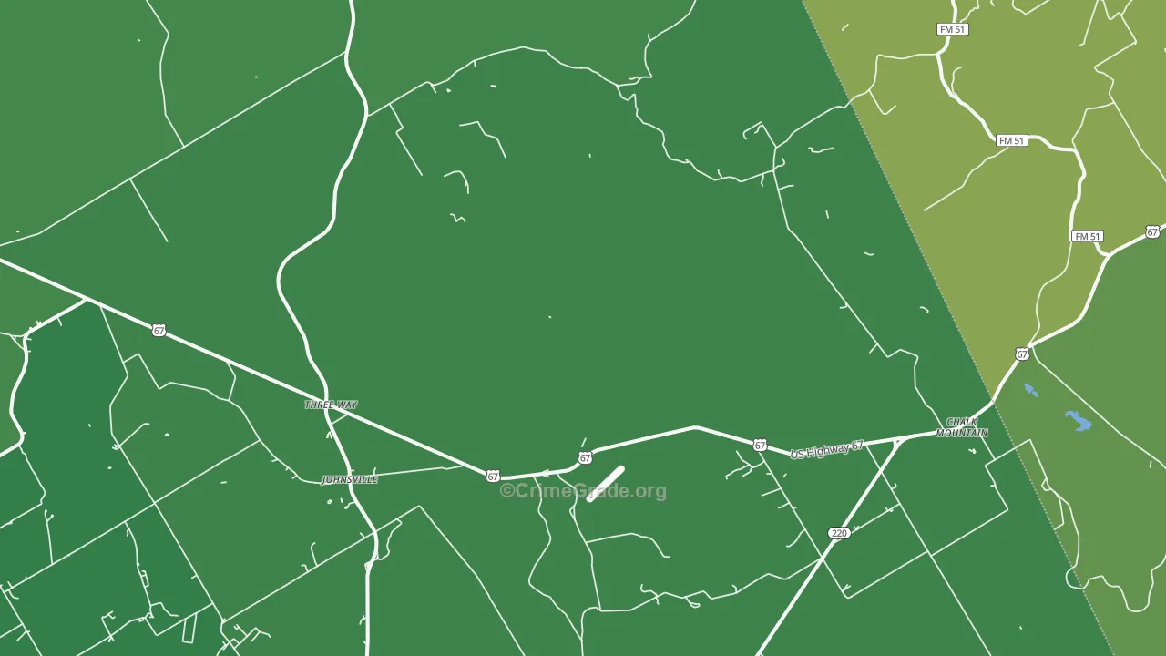 Johnsville, TX Map of Vehicle Theft Rates