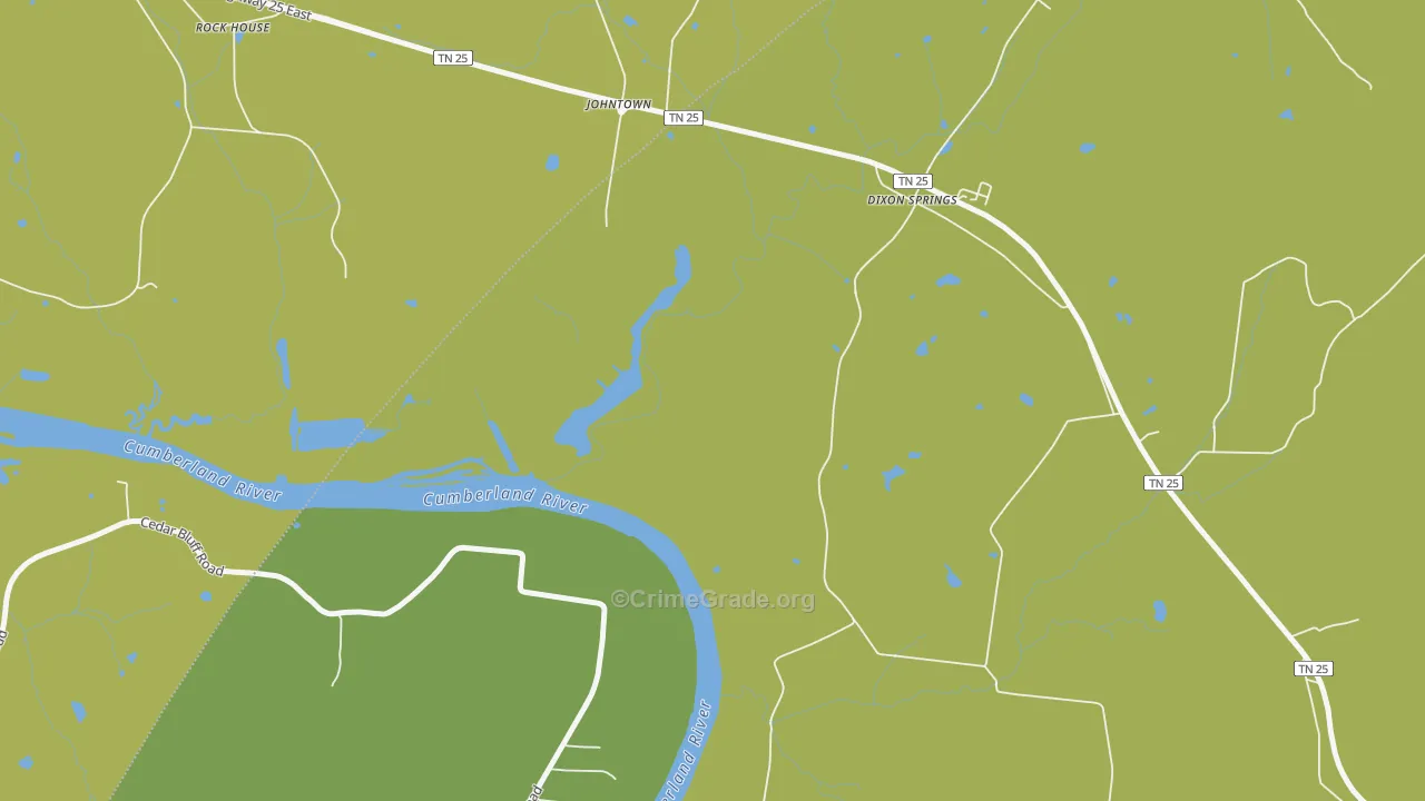 Johntown, TN Map of Vehicle Theft Rates