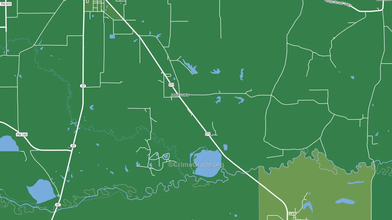 Johntown, TX Map of Vehicle Theft Rates