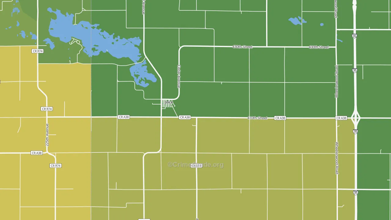 Joice, IA Map of Vehicle Theft Rates