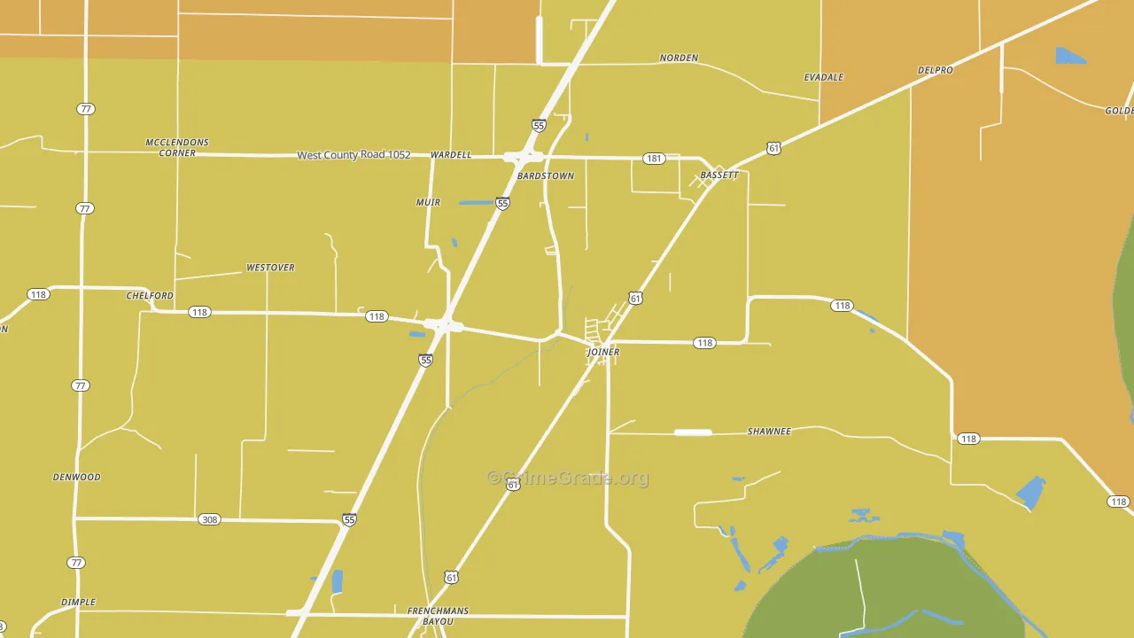 Joiner, AR Map of Vehicle Theft Rates