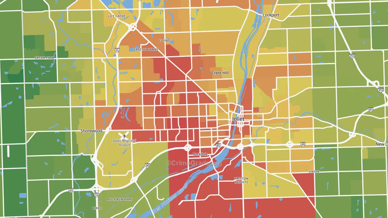 Joliet, IL Map of Vehicle Theft Rates