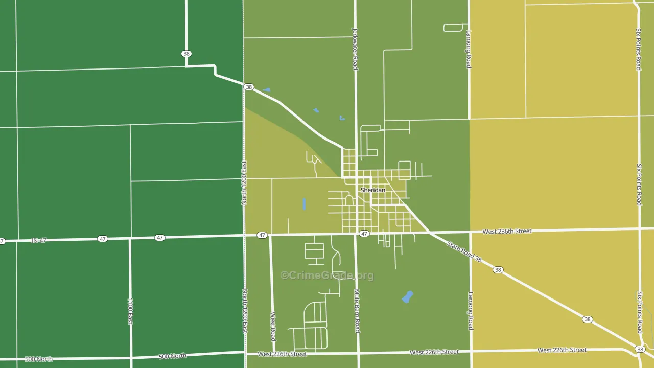Jolietville, IN Map of Vehicle Theft Rates