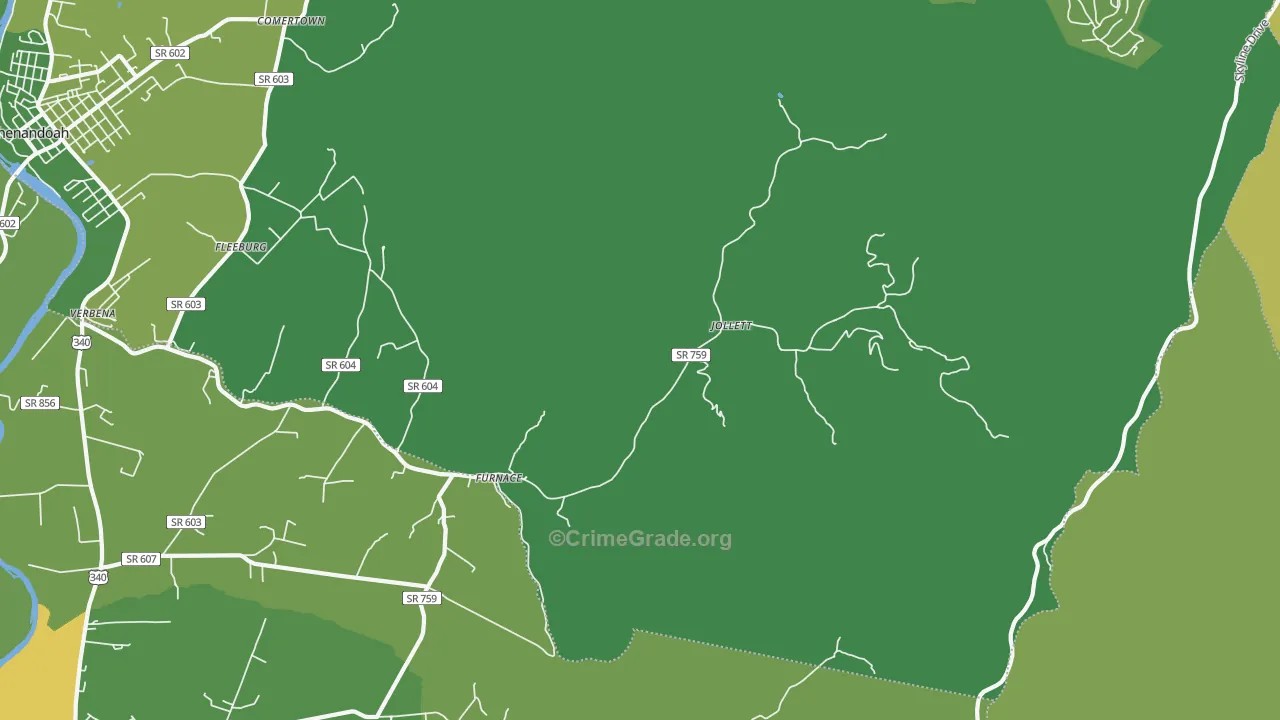 Jollett, VA Map of Vehicle Theft Rates