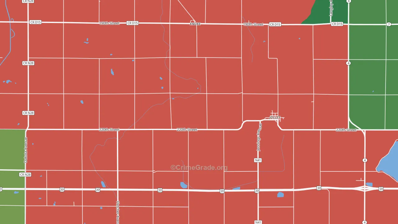 Jolley, IA Map of Vehicle Theft Rates