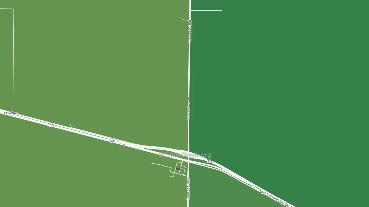 Jolly, TX Map of Vehicle Theft Rates