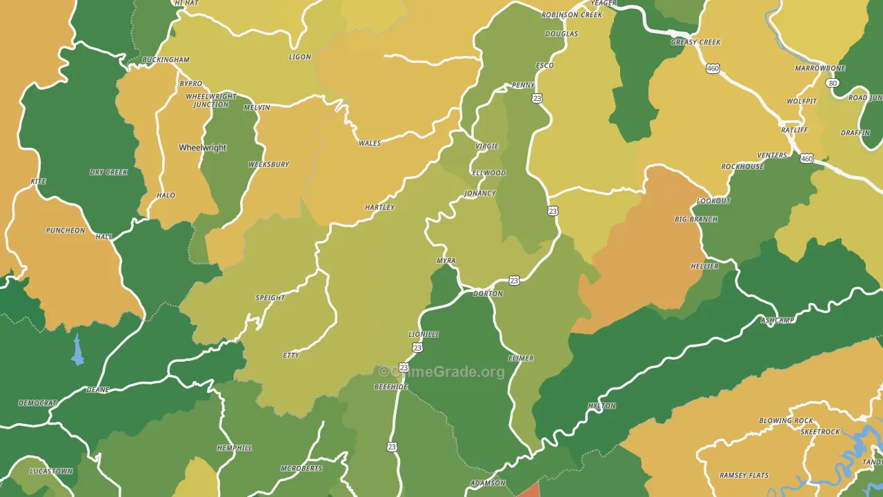 Jonancy, KY Map of Vehicle Theft Rates