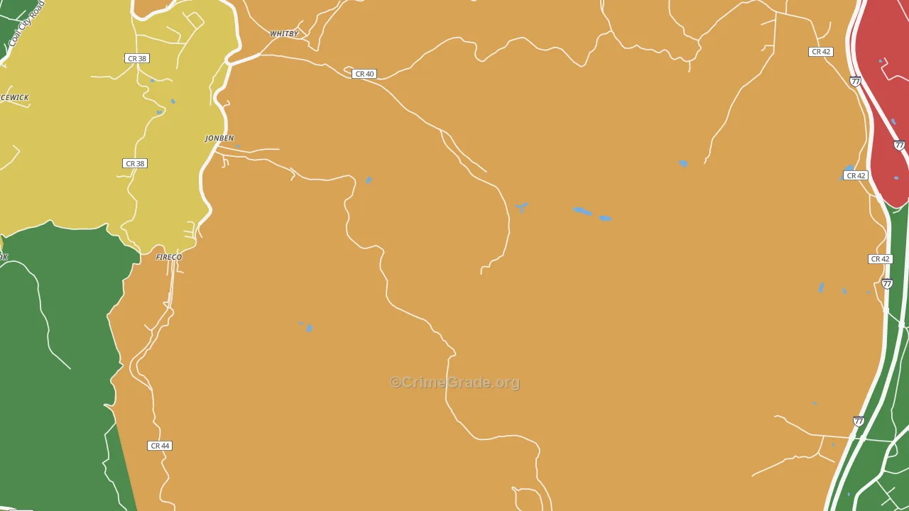 Jonben, WV Map of Vehicle Theft Rates