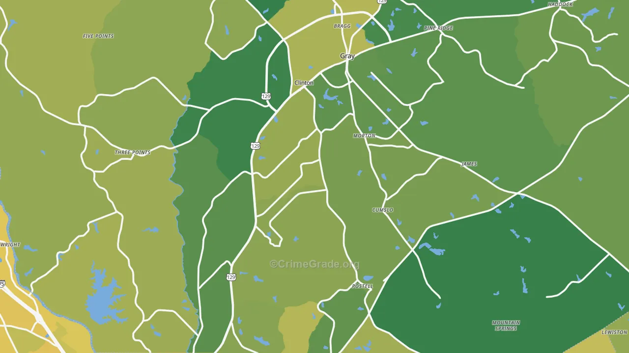 Jones County, GA Map of Vehicle Theft Rates