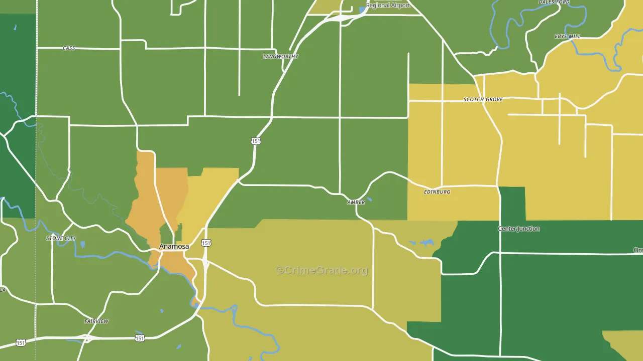 Jones County, IA Map of Vehicle Theft Rates