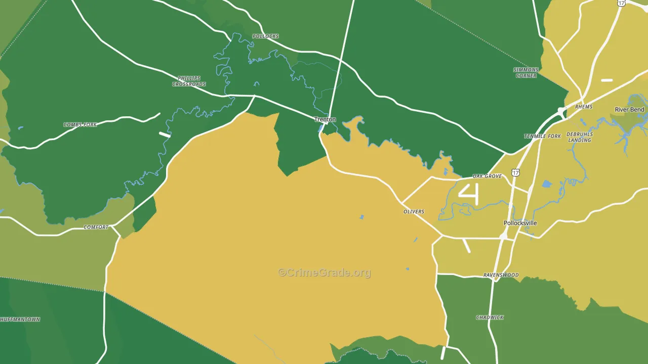 Jones County, NC Map of Vehicle Theft Rates
