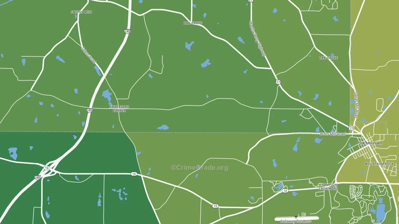 Jones Crossroads, GA Map of Vehicle Theft Rates
