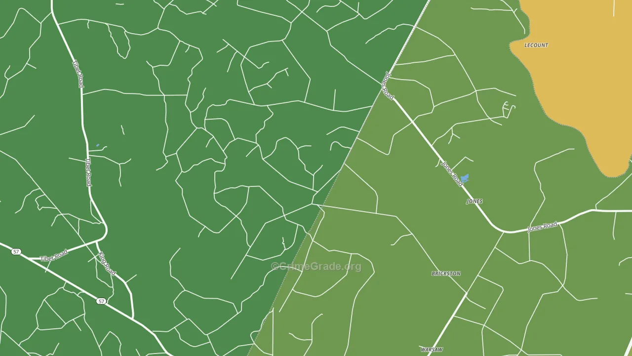 Jones, GA Map of Vehicle Theft Rates