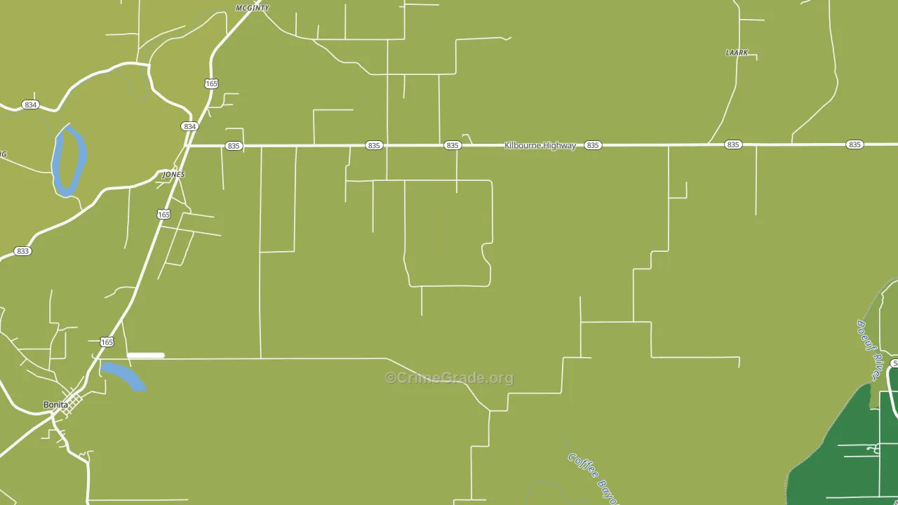 Jones, LA Map of Vehicle Theft Rates