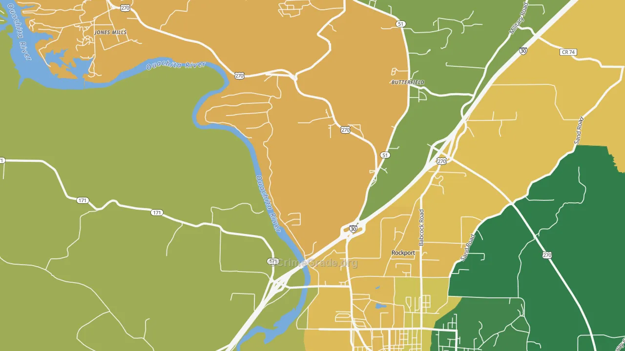 Jones Mill, AR Map of Vehicle Theft Rates