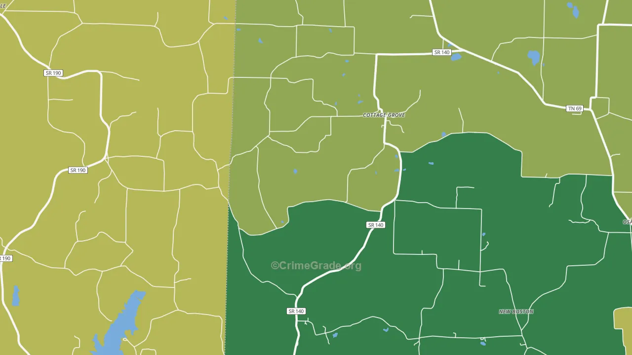 Jones Mill, TN Map of Vehicle Theft Rates