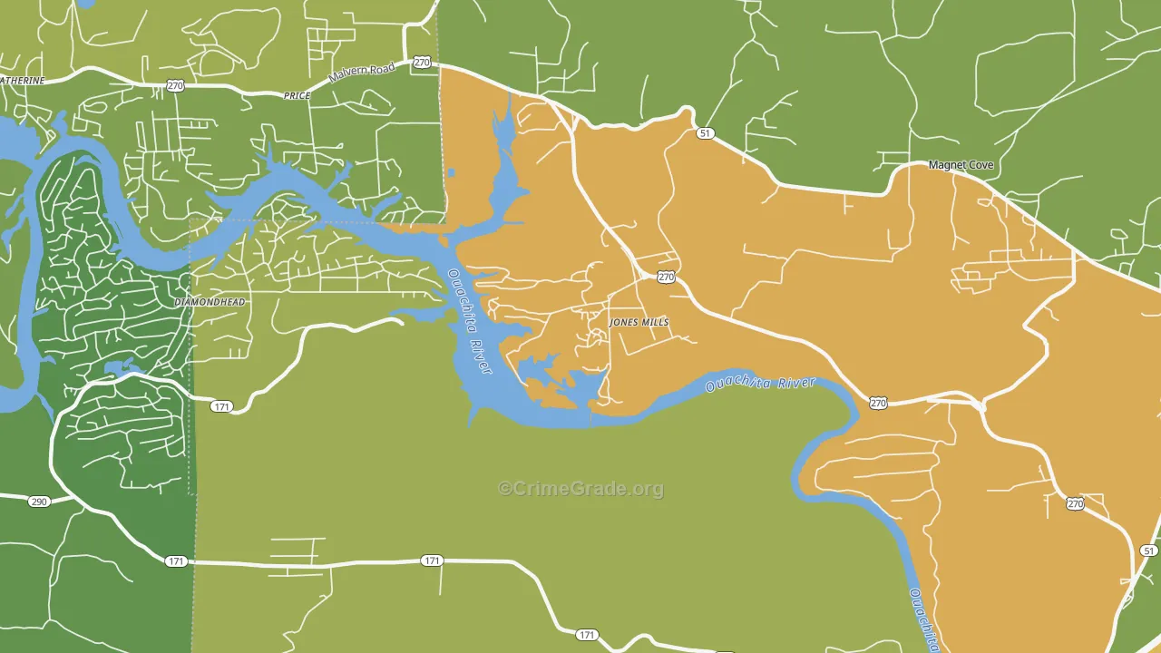 Jones Mills, AR Map of Vehicle Theft Rates