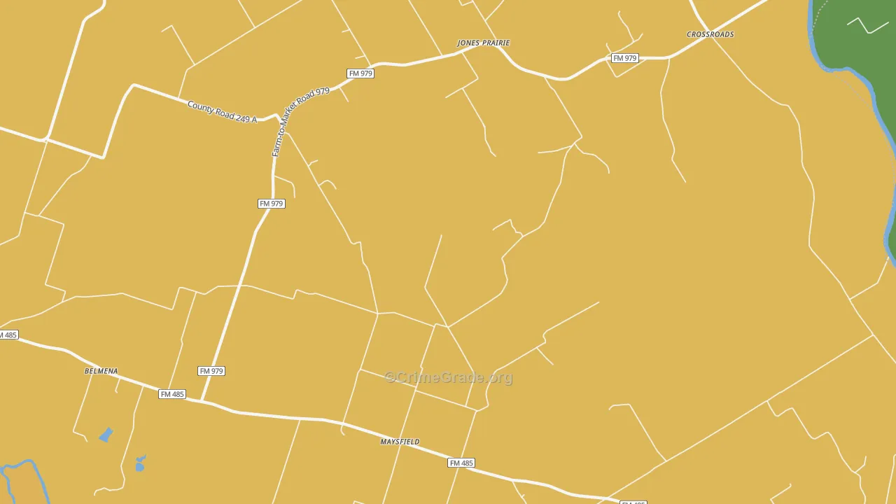 Jones Prairie, TX Map of Vehicle Theft Rates