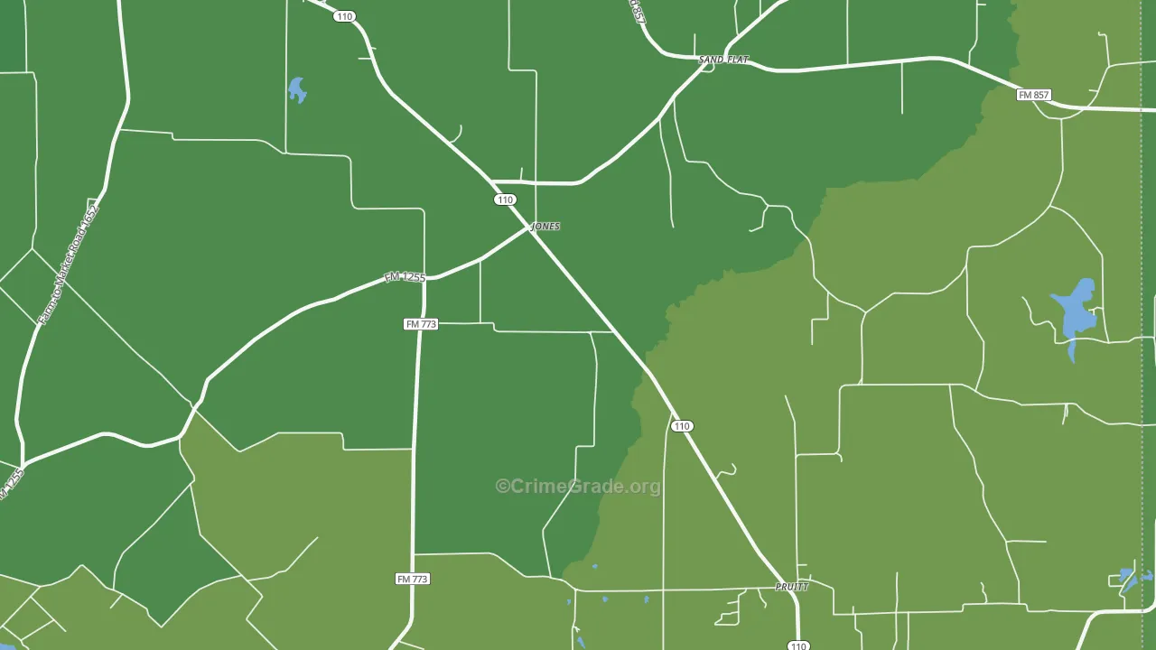 Jones, TX Map of Vehicle Theft Rates