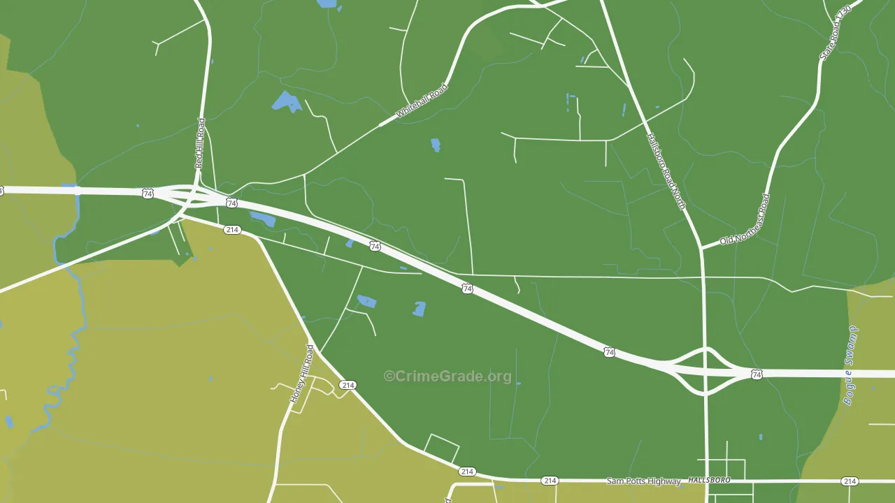 Jonesboro Crossing, NC Map of Vehicle Theft Rates