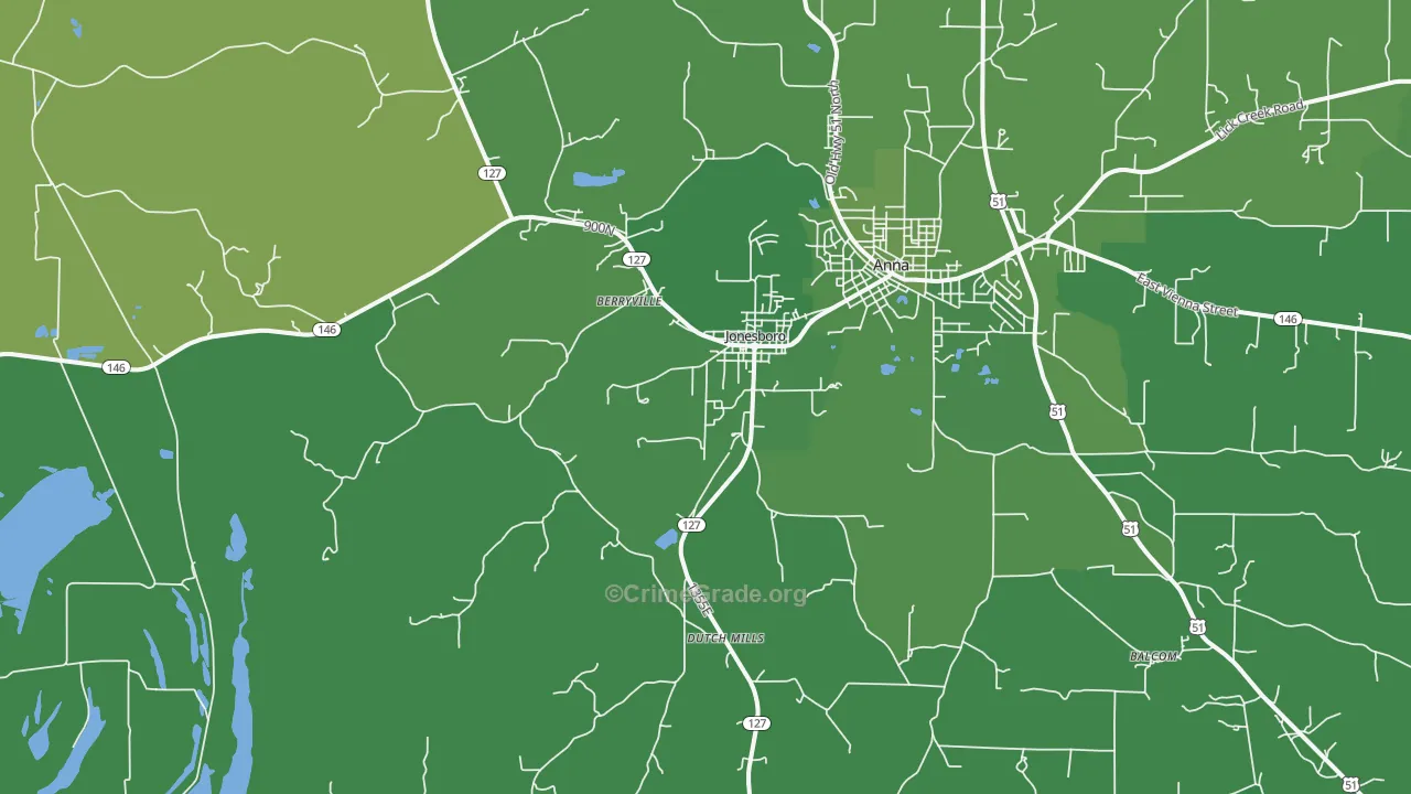 Jonesboro, IL Map of Vehicle Theft Rates