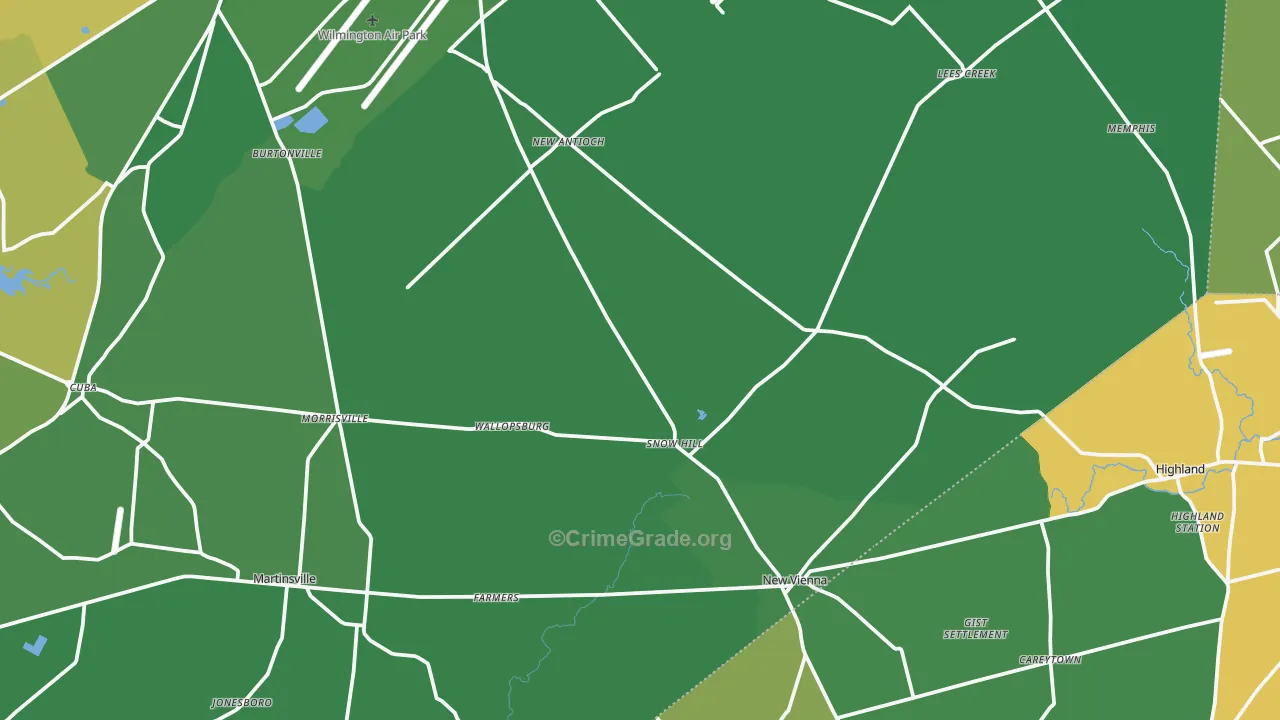Jonesboro, OH Map of Vehicle Theft Rates