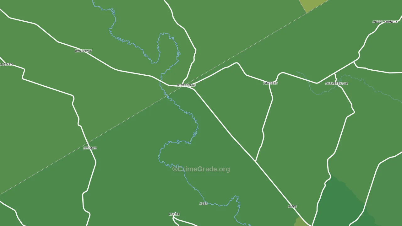 Jonesboro, TX Map of Vehicle Theft Rates