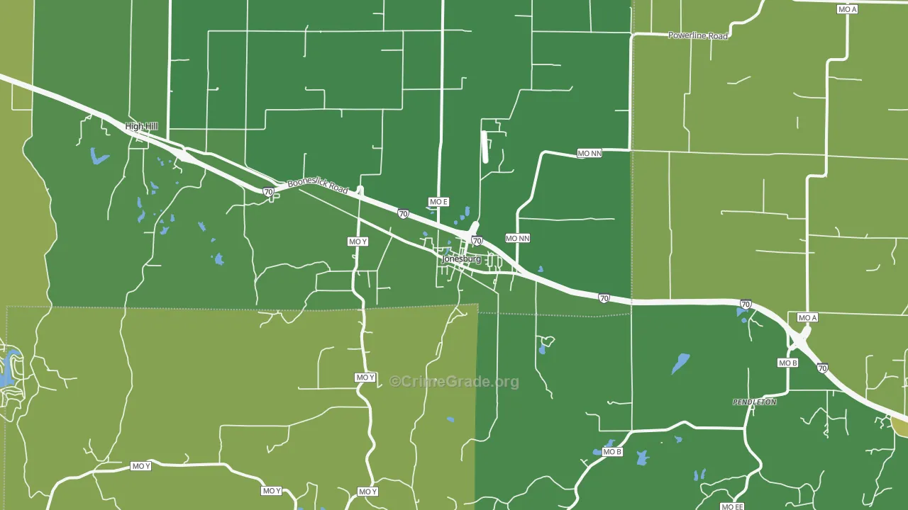 Jonesburg, MO Map of Vehicle Theft Rates