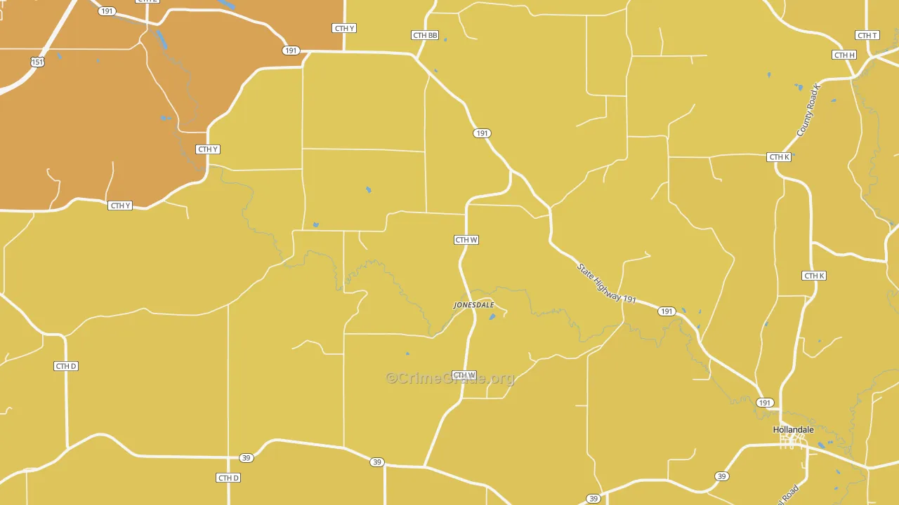 Jonesdale, WI Map of Vehicle Theft Rates