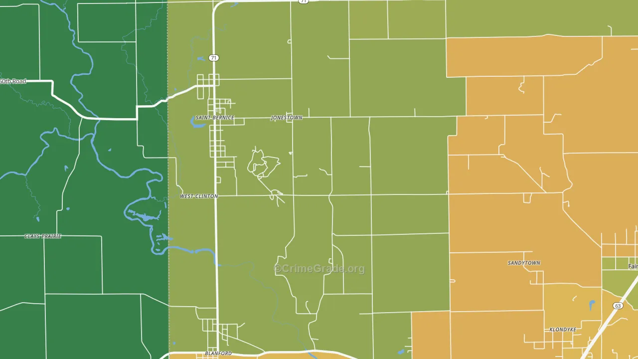 Jonestown, IN Map of Vehicle Theft Rates