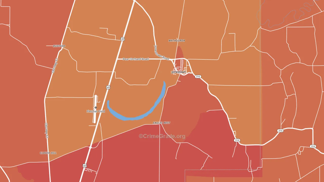 Jonestown, MS Map of Vehicle Theft Rates