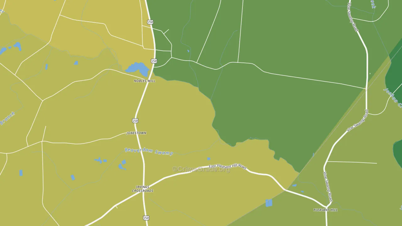 Jonestown, NC Map of Vehicle Theft Rates